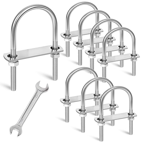 Image of 8 Sets M10 U-Bolts,u-Bolts 2 inch (50mm) Wide,U-Bolts with Nuts