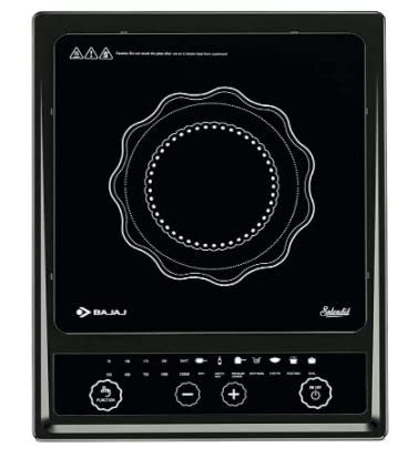 Bajaj Splendid 1200W Induction Cooktop with Pan Sensor and Voltage Pro Technology, Black
