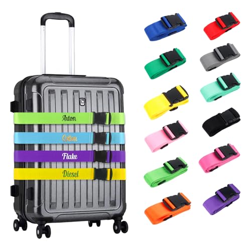 Personalized Adjustable Luggage Strap 1 Item,Custom Embroidered Name Luggage Strap,Travel Safety Accessories (Pink, Long)2