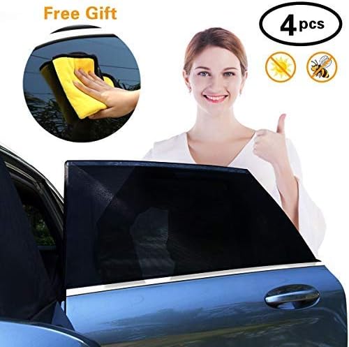Meleden 4 Pack Car Sun Shades for Baby, Front and Rear Side Car Sun Shades, Baby Car Sun Shade,Car Side Window Sun Shade,Block Harmful UV,Free Towel