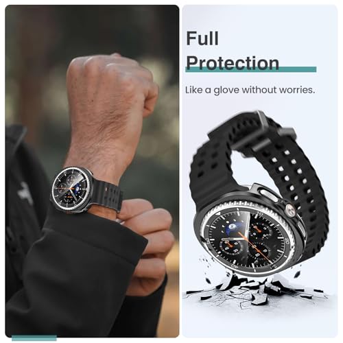 Image of Tensea [5+5Pack for Samsung Galaxy Watch 8 Classic Screen Protector Case 46mm Accessories, Hard PC Bumper /HD Anti-Fog Tempered Glass Protective Film, Face Cover Set for Women Men