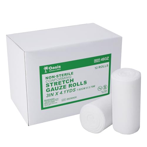 Oasis Stretch Gauze Rolls, 3 in x 4.1 Yards, Latex Free, Conforming Non-Sterile Gauze, 12/Pack miniatura 1