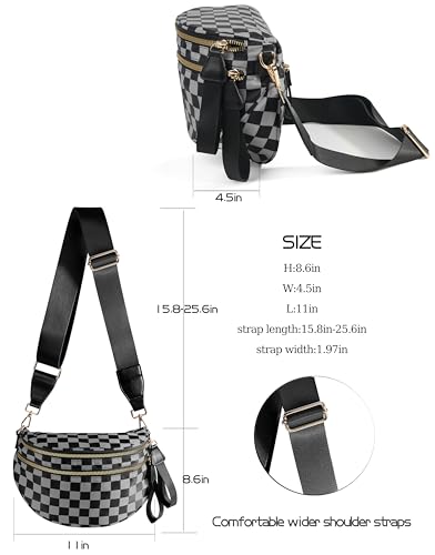 Image of FEIBOON Spacious Checkered Nylon Crossbody Bag Bum Bag Handbags Wallets for Women