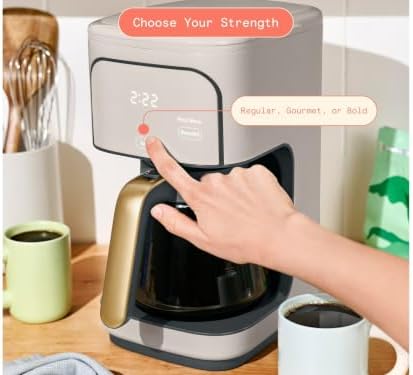 Programmable 12-Cup Coffee Maker with Touch Controls, Auto Brew Timer, Reusable Filter, Large Glass Carafe, Premium Countertop Coffee Machine (Porcini Taupe) - 3