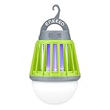 ENKEEO 2-in-1 Camping Lantern Bug Zapper Tent Light - Portable IPX6 Waterproof Mosquito Killer LED Lantern with 2000mAh Rechargeable Battery, Retractable Hook, Removable Lampshade (Green)