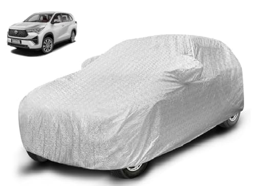 Image of Auto Hub Waterproof Car Cover Compatible with Innova Hycross with Mirror Pockets, Soft Cotton Lining, Hycross Car Cover Waterproof, Metallic Silver