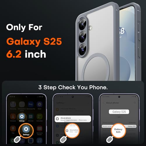 Image of TOCOL Magnetic for Samsung Galaxy S25 Case, Upgraded Full Camera Protection, Compatible with Magsafe, Drop Protection Slime Clear Back Cover for Samsung Galaxy S25 6.2-Inch (Gray)