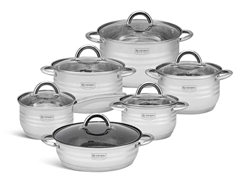 EDENBERG 12 TLG Topfset Induktion, Edelstahl Kochtopf Set Induktion | Induktions Töpfe Set, Töpfe Induktion, Kochtöpfe für Induktionsherd | Topfset Edelstahl, Kochtopfset, Topfset induktionsgeeignet