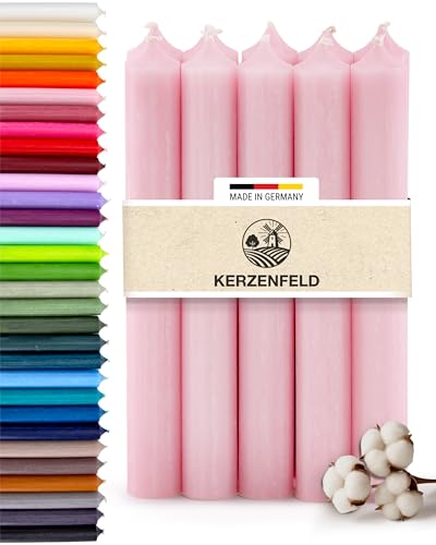 Stabkerzen Rosa, 10 Stück, 180mm x 22mm, Durchgefärbte Spitzkerzen,...