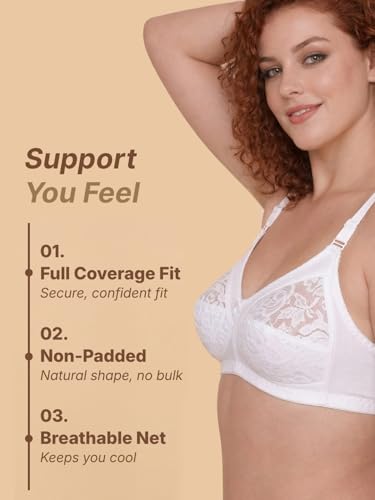 Image of INKURV Full Coverage Net Bra for Women Cotton| Comfortable Minimizer Bra for Heavy Breast Bra for Big Busts| Sag Lift Support Bra