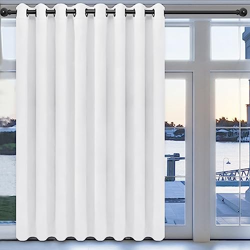 Easy-Going Blackout Door Curtains for Bedroom, Solid Thermal Insulated Grommet and Noise Reduction Window Drapes, Room Darkening Curtains for Living Room, 1 Panel (100x96 in, White)
