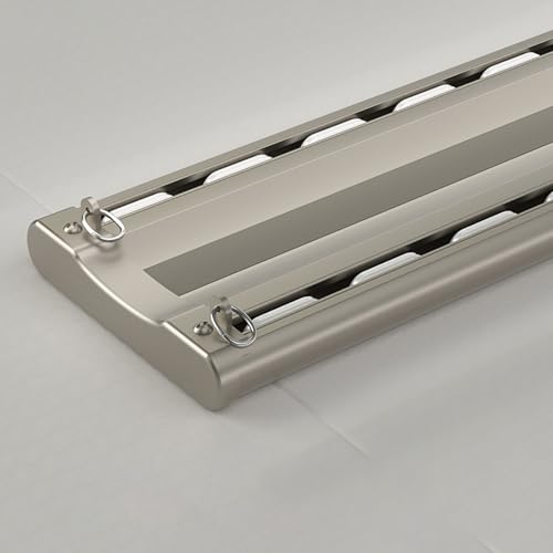 Silent - Sistema de riel doble para montaje en techo, diseño de tornillo oculto, barra de cortina deslizante suave para cortinas, divisor de habitación, sala de estar y dormitorio (champán, 1,1 m)