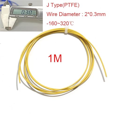 Termopar tipo J de 2x0.3mm, cable de compensación KX de PTFE, 1 metro 2
