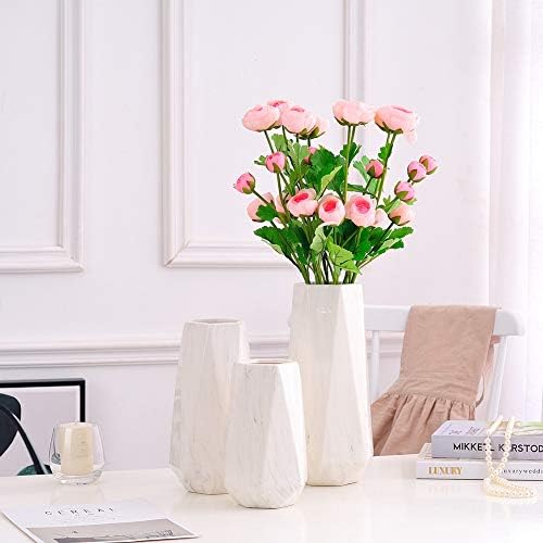 8 Inch White Marble Ceramic Flower Vase Home Decor Vase and Table Centerpieces Vase for Friends and Family, Christmas, Wedding, Bridal Shower