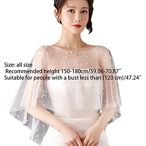 YANGLY Frauen Faux Pearl Perlen Schal Wrap Shrug Braut Cape Hochzeit Bolero Cover Up