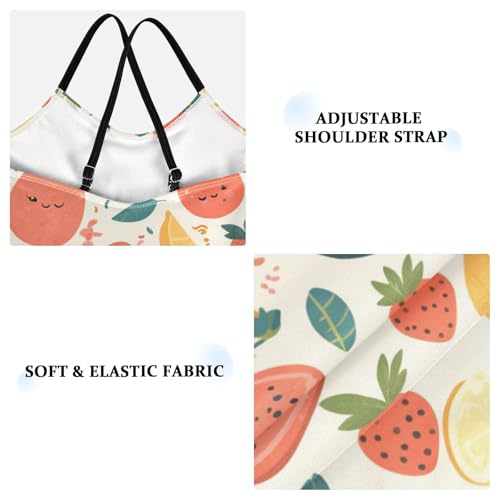 KLL Colourful Tropical Fruits Girls' 1-Piece Swim Suit Beach Swimwear with Adjustable Straps Cute3