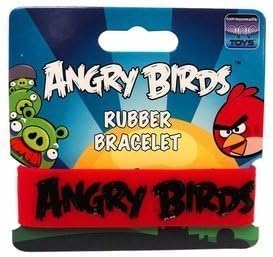 Angry Birds Black on Red Rubber Bracelet