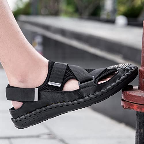 Fashion Casual Beach Men Shoes Leather Sandals Plus Size Men(D,44 Code)4