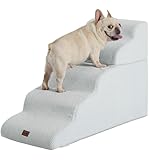 Made4Pets Hundetreppe für kleine Hunde, Extra breite Hundetreppe für Bett, Couch, Sofa und Stuhl, 35D Schaumstoff Haustiertreppe für Hunde und Katzen, Hellgrau, 5 Stufen