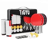 Tigyu Ping Pong Paddles Set of 4 - Table Tennis Paddles - Ping Pong Net for Any Table Tennis Table - Table Tennis Balls - 4 Over Grips - Portable Ping Pong Set Storage Case