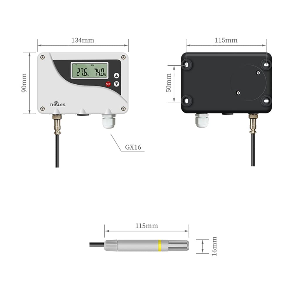 Sensor Digital de Temperatura y Humedad de Alta Precisión, Transmisor Industrial RS485 Sonda Externa Impermeable de Señal Analógica (0-10V)