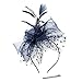 fghuim Women's Organza Church British Bridal Tea Party Wedding Hat Feather Hair Clip Fascinators Hat (Navy Blue)