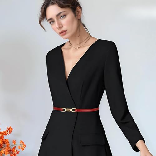 Women's Skinny Genuine Leather Belt Adjustable Thin Waist Belt2