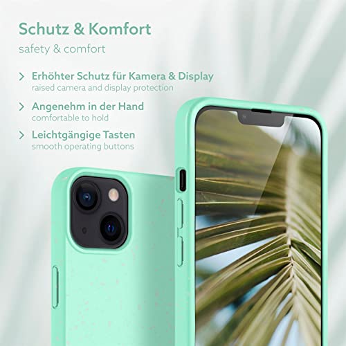 Coque iPhone 14 turquoise idée cadeau écologique coque biodégradable