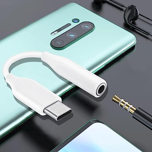 Image of USB Type C to 3.5mm Headphone Headset Jack Audio Connector Compatible for Samsung, OnePlus, Xiaomi, Realme, Zebronics, Vivo & iQoo (White)