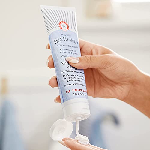 First Aid Beauty Pure Skin Face Cleanser Bundle – Sensitive Skin Gentle Cleanser – Classic 5 Oz Tube + Bonus 1 Oz Travel Size #TOP6