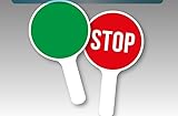 panneaux vertiq DOUBLE FACE: Raquette de signalisation avec face verte d'un côté et face rouge avec inscription STOP de l'autre, pour une visibilité optimale