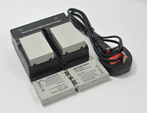 4 x batteria + caricatore AC doppio per Canon LP-E8 LPE8 EOS 550D 600D 650D 700D bacio X4 X5 X6I X7I Rebel T2i T3i T4i T5i DSLR