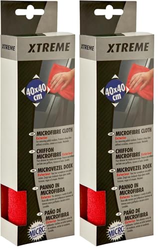SONAX MicrofaserTuch Außen (1 Stück) der Lackpflegeprofi, hochwertig und flauschig, zum Entfernen von Polierrückständen | Art-Nr. 04162000, Red (Packung mit 2)