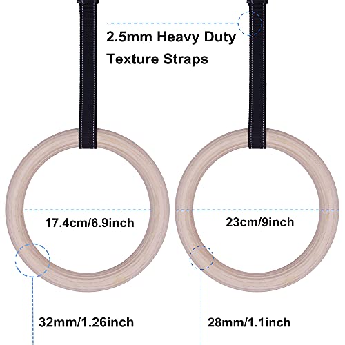 Anillas de Gimnasia de Madera 28 mm con Correas Ajustables miniatura 5
