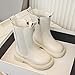 Fashion Mid Calf Boots for Girls:Black Side Zipper Slide On Winter Warm Shoes Faux Leather Water Resistant Riding Footwear（Size1.5,White