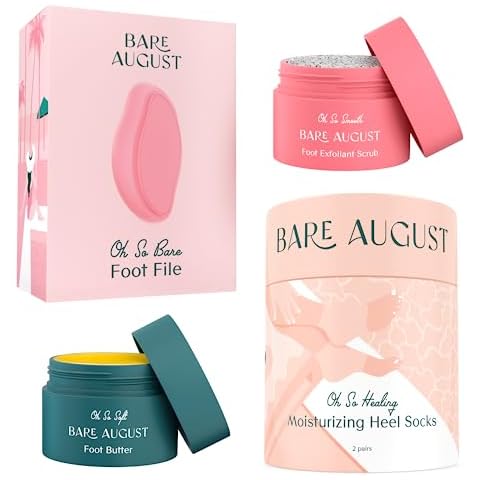 Bare August Pure & Natural Exfoliating Treatment - Soothes Skin, Softens Calluses, Eases Dry Cracks, Removes Dead Skin For Soft, Smooth Feet - Pedicure Care For Women & Men Cover