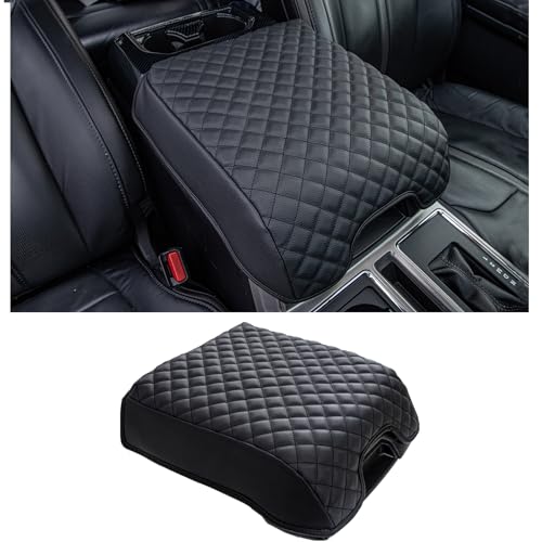 JDMCAR Center Console Cushion Compatible with 2015-2020 Ford F150/2017-2022 F250 F350 F450 and 2018-2024 Expedition Accessories Customized PU Leather Armrest Cover Protector (Bucket Seat Only)