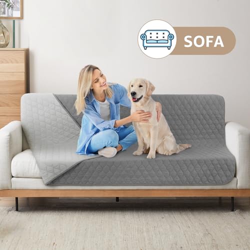 PICK FOR LIFE Hundedecke wasserdichte Waschbare Hunde Decke Wendbare Weiche Welpendecken für Bett Sofa Auto Grau (1 Pack, 97x190cm)
