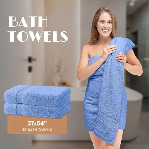 White Classic Light Blue Bath Towel Set of 6-100% Cotton Highly Absorbent Towels for Bathroom, 2 Luxury Bath Towels 650GSM, 2 Hand Towels, 2 Washcloths by White Classic - Used condition - Image 4