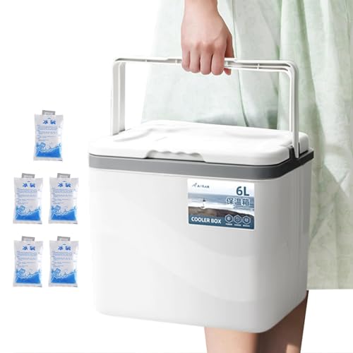 Caja enfriadora de hielo portátil, caja térmica aislada con paquetes de hielo, caja enfriadora de capas a prueba de fugas, caja de congelador, nevera de camping a prueba de polvo, caja fría para