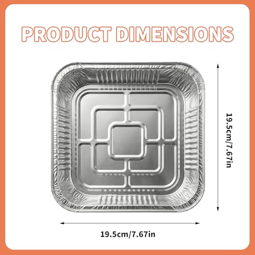 Gudalea 20 Stück Aluschalen für Heißluftfritteuse Quadratisch 20x20x4,5cm, 8 Zoll Einweg Grillschalen Aluminium Tropfschalen, Hitzebeständige Backform für Airfryer, Backofen & Grillen