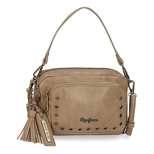 Pepe Jeans Camper Bandolera Beige 21,5x15x5 cms Piel sintética