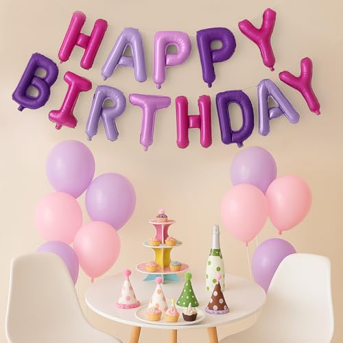 Image of Party Propz Rubber Happy Birthday Banner With Name - Birthday Decoration Kit For Girls, Pastel Balloons For Birthday, Pink Balloons, Happy Birthday Balloon, Birthday Decor Items, 12 Pcs