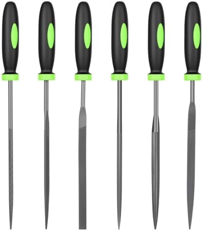 Needle File Set 6pcs Metal File Set Mini Files Rasp Files Set Includes Flat Flat Warding Square Triangular Round and Half-Round File for Wood Metal Plastic Jewelry