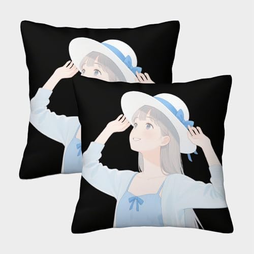 WXLWHR Federa Per Cuscino Anime Girl, Set Di 2, Copricuscini Con Disegno Anime Girl Kawaii, Poliestere Morbida, Decorative Per Soggiorno Sedia Divano 40x40cm WXLWHR Federa Per Cuscino Anime Girl, Set Di 2, Copricuscini Con Disegno Anime Girl Kawaii, Poliestere Morbida, Decorative Per Soggiorno Sedia Divano 40x40cm