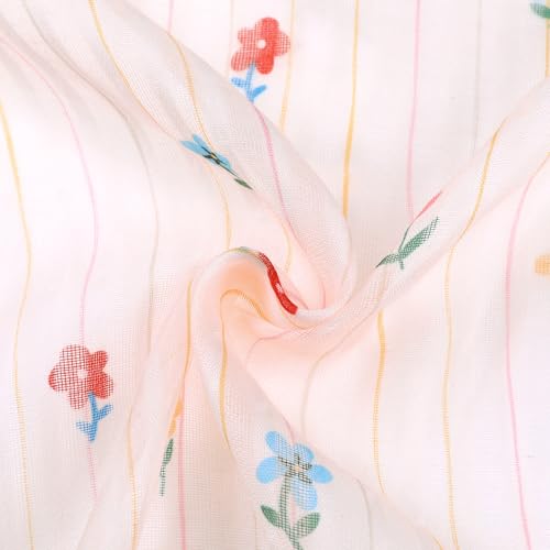 Women's Floral Printed Cotton Blended Scarves, 21.7" Small Square Flowers Headscarf Neckerchief4