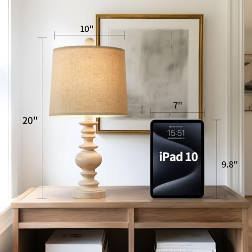 Bobomomo Resin 20.5 Inch Farmhouse Lamps For Bedrooms Retro Side Table Lamps Bedside Lamp For Side Nightstand Living Room,Suitable For Decorating Small Areas(1 Pack) thumb #1