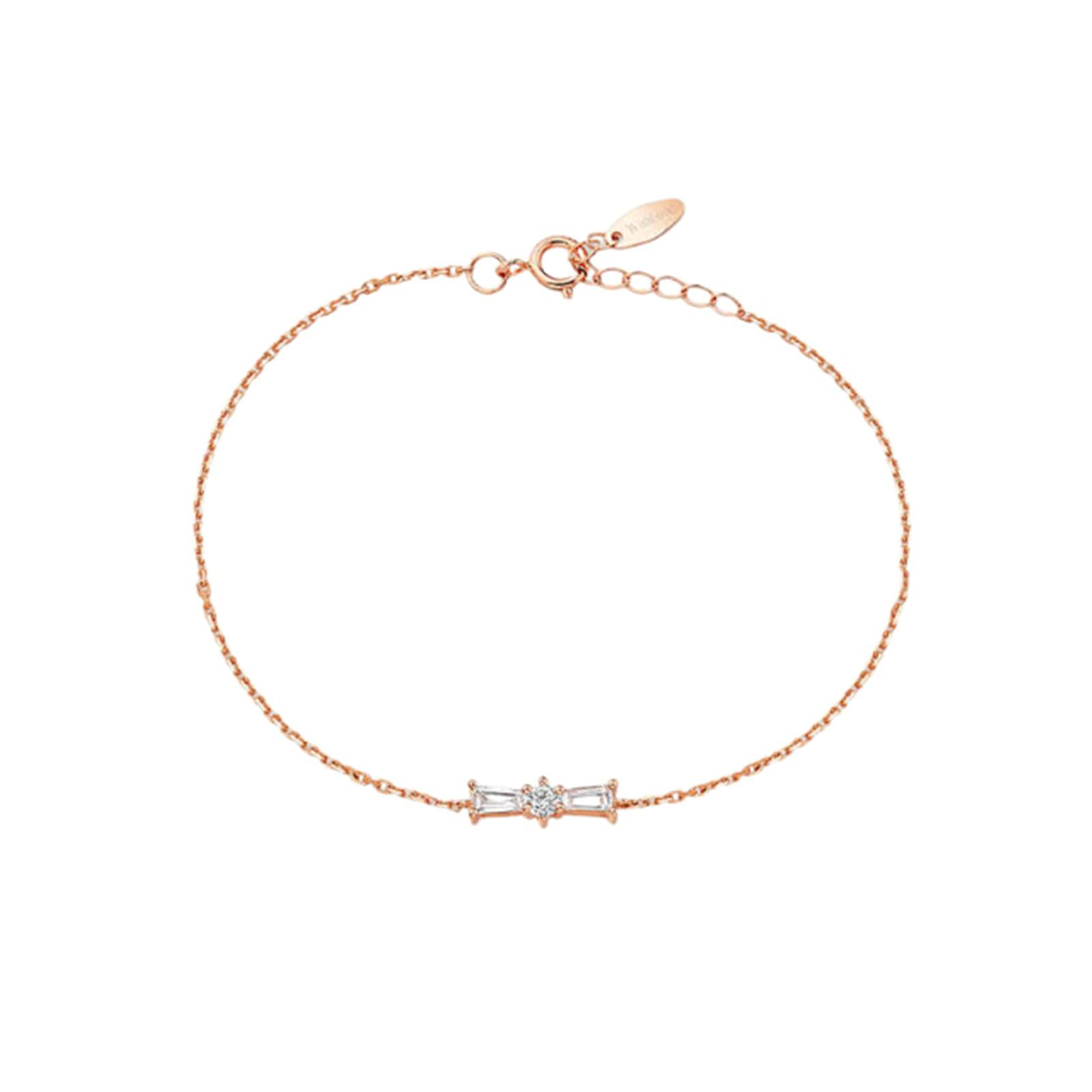Armband Damen 18K 14K 9K Rotgold 21-23CM Dünn Schleife mit Diamant 0.2ct
