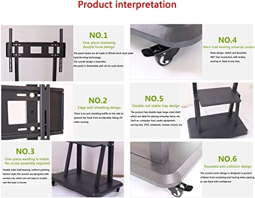 Soporte móvil para TV de piso ajustable para pantallas grandes miniatura 4