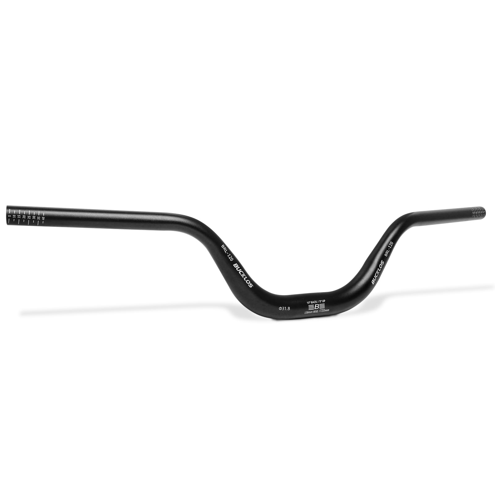 BUCKLOS Mountain Bike Handlebars 31.8mm - 720mm - 120mm Rise MTB Handlebar